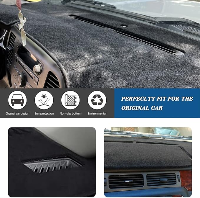 KEDAKEJI Black Dashboard Dash Board Cover Mat Carpet Compatible with 2007-2013 Chevrolet Silverado GMC Sierra