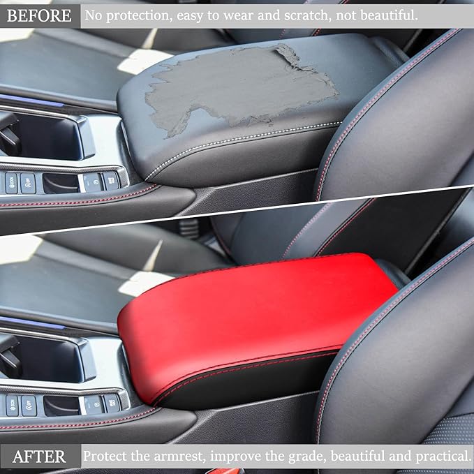 for Honda 11th Accord 2023 2024 Center Console Cover Anti-Scratch Waterproof Leather Armrest Pad Protector Cushion Interior Accessories(Black + Red)