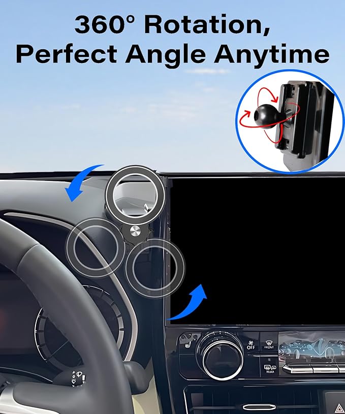 Magnetism Car Phone Holder for Toyota Highlander 2020-2025 Accessories Compatible with MagSafe Hands-Free 360 Degree Rotation Adjustable Cell Phone Mount Does Not Affect Air Vent