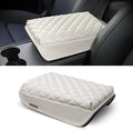 KMMOTORS Fits Model y, Model 3 (2021-2024) Center Console Cover Quilting White, Armrest Cushion, Console Protector, Vegan Leather, Model 3 Accessories, Model y Accessories (Creamy White)