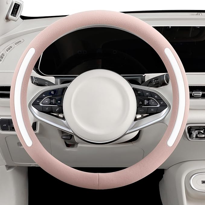 Steering Wheel Cover, Universal 15 inch, Faux Leather Steering Wheel Protector, Anti-Slip, Breathable & Heating-Compatible for Cars Trucks SUVs Vans