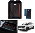 Autorder Center Console Organizer for 2023 2024 2025 2026 Kia Sportage Accessories Armrest Storage Box Secondary Insert Tray with Red & Blue Mats