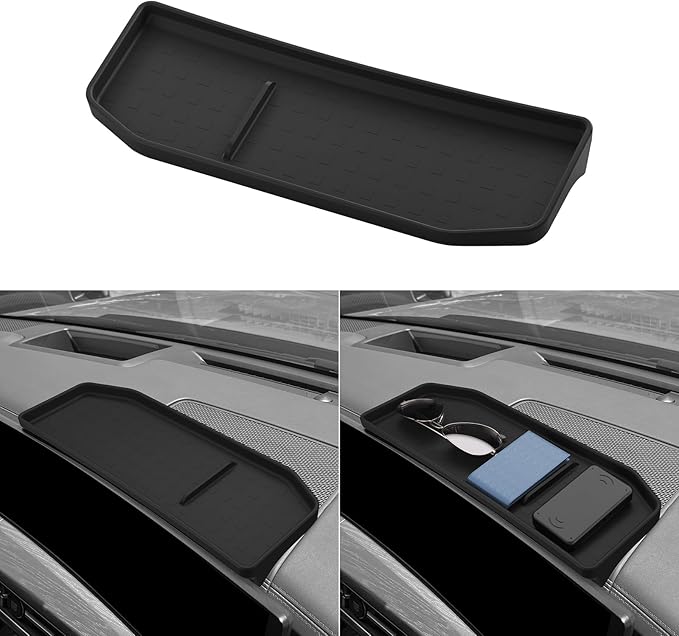 LUCKEASY Dashboard Rear Screen Storage Box for Hyundai Santa Fe 2026 2025 2024 Behind Screen Dashboard Storage Box Accessories Silicone Black