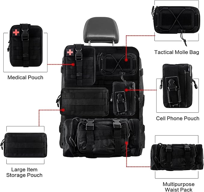 Z8 Tactical Front Seat Back Storage Bag/Hanger Bag Organizer with 5 Bags,Universal fits for All Vehicel