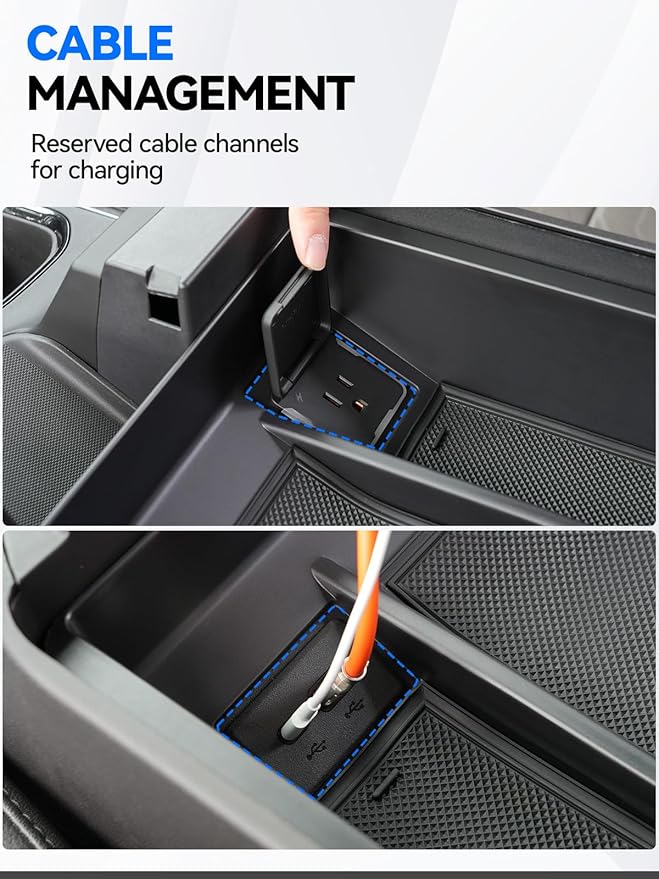 ELECFRESH 2PCS Center Console Organizer Tray for 2022 2023 2024 2025 Chevrolet Silverado Accessories, Armrest Storage Box and Center Console Storage for Chevrolet Silverado