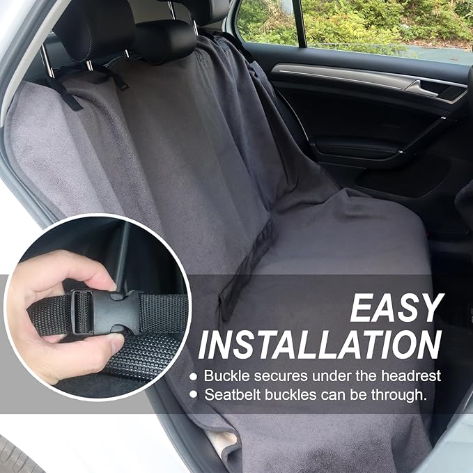 nbnhxnff Sweat Towel Car Seat Cover Protector Rear Seats for Gym Workout, Running, Swimming, Beach and Hiking, Waterproof Universal Seat Cover for Car, Trucks, Van & SUV (Grey, 1pcs Rear Seat)