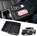 Center Console Organizer Tray fits 2024-2026 Toyota Tacoma Accessories, ABS Plastic & Anti-Slip Rubber Storage Box with Charging Hole for Tacoma Interior Accessories