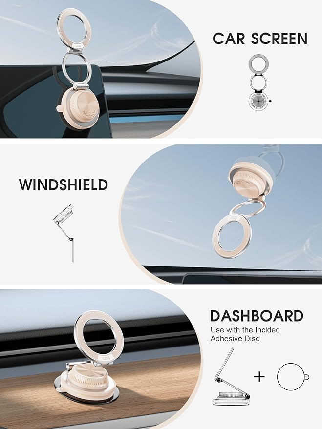 ETODBUWS Ultra-Thin Vacuum Magnetic Car Phone Holder for MagSafe[108+LBS Strongest Suction & 3000gf Strongest Magnetic],360°Adjustable Suction Cup Phone Mount for Car,Gym,Mirror,Men Women-Pale Pink