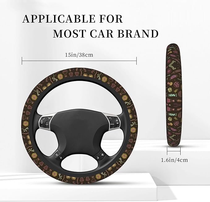 Science Laboratory Microbes Pattern Car Steering Wheel Cover, 15 Inch Steering Wheel Cover Stylish Decor for Most Cars
