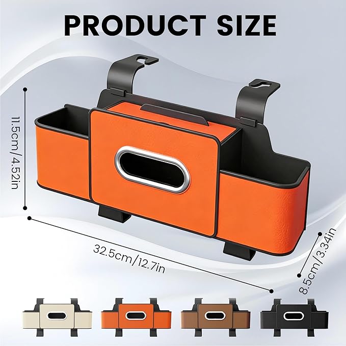 Car Seat Back Storage Box, 2026 New 3-in-1 Multifunctional Car Back Seat Organizer with Cup Holder, Tissue Box, Trash Bin & Hooks for Hold Phones, Snacks, Drinks, Handbags (Black)