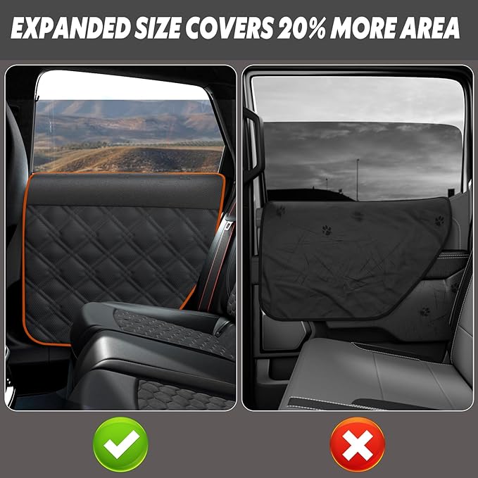 Surfcabin Door Protector From Dog Scratching– 20% Larger Designed for 𝐒𝐞𝐝𝐚𝐧𝐬, 𝐅𝐚𝐦𝐢𝐥𝐲 𝐂𝐚𝐫𝐬 𝐚𝐧𝐝 𝐒𝐦𝐚𝐥𝐥 𝐒𝐔𝐕𝐬, 2 Packs [Left + Right] Thickened Waterproof Dog Car Door Protector