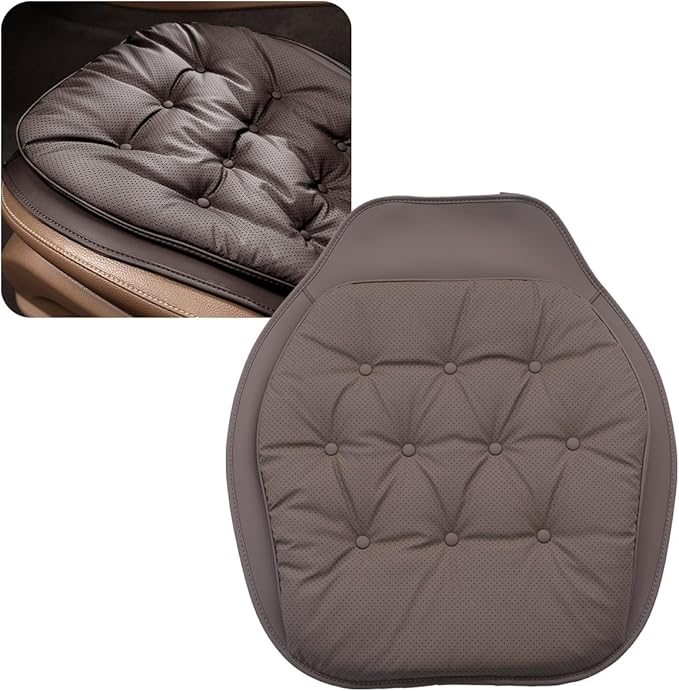 ontto Cooling Car Seat Cushion,Universal Auto Front Bottom Seat Cover for Most Vehicles,PU Leather Seat Protector Refreshing and Non-Slip Seat Pad,Dark Brown(1 PC)