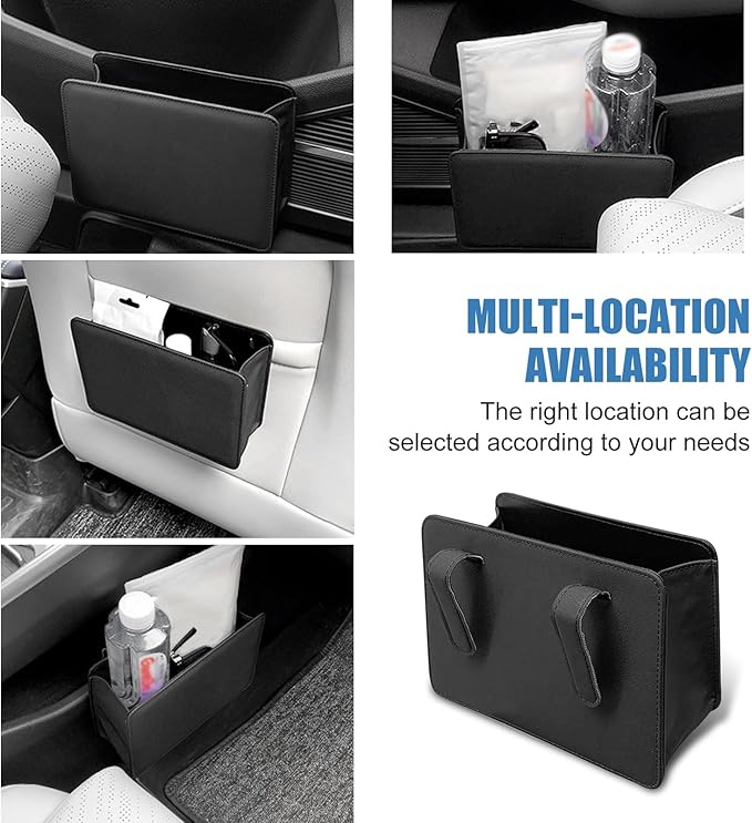 Car Trash Can, Leather Waterproof Multifunctional Storage Box, Plug & Play Clip Hanging Storage Box, Universal for Main/Co-pilot Doors, Center Console, Seat Back Pockets