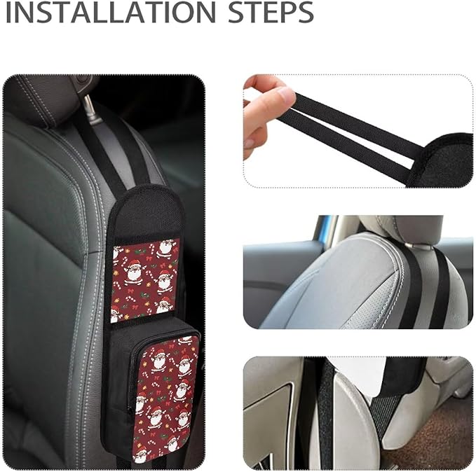 Santa Claus Car Seat Side Organizer,Car Seat Back Side Hanging Bag,Car 2 Pocket Seat Side Organizer, Auto Seat Storage Hanging Bag,Car Travel Accessories Suitable for All Cars