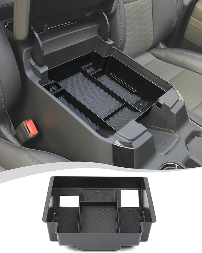 Hoolcar Center Console Organizer for 2022-2025 Chevy Silverado/GMC Sierra 1500 Middle Console Armrest Storage Box Tray Organizer (Full Console w/Bucket Seats ONLY), Black