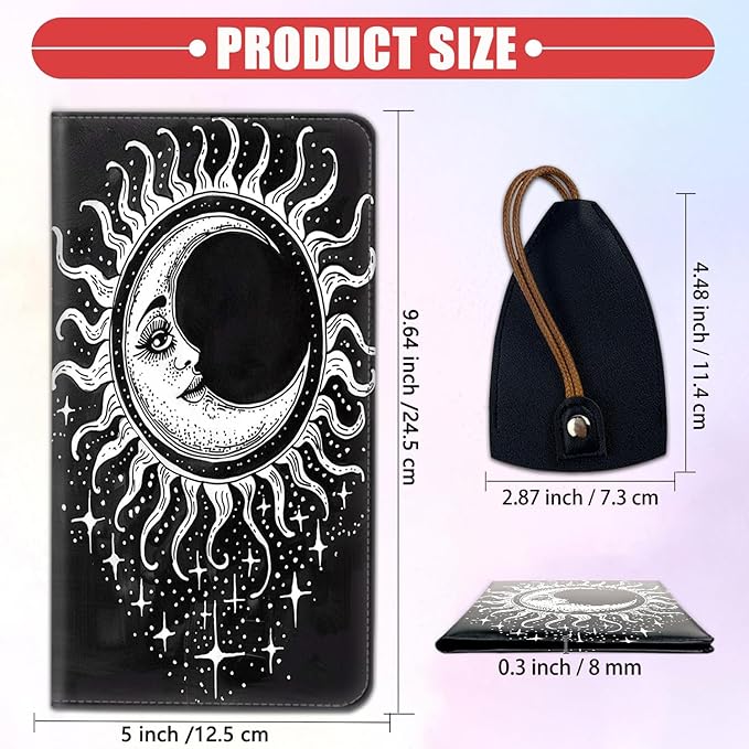 Car Registration and Insurance Card Holder for Women Men, Waterproof PU Leather Glove Box Car Organizer with Magnetic Shut, Vehicle Document Holder for Driver License,Cards, Sun and Moon Pattern