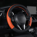 Auto Car Leather Steering Wheel Cover Anti Slip Wrap 15" (Orange)