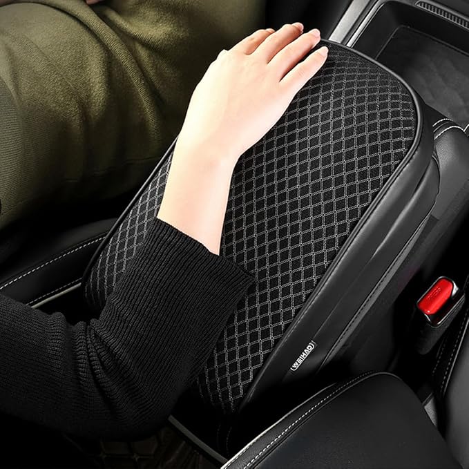 RAKSONIC Car Armrest Cushion with Comfortable Memory Foam,Upgrade Car Console Armrest Pad,Premium Material Car Armrest Cover,Universal Car Center Console Pillow,Car Accessories(Black2)