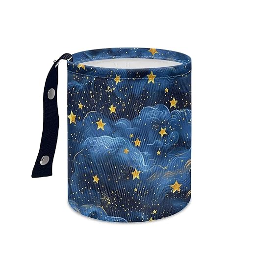 Blue Star Car Carbage Bag Hanging Cute Car Trash Bag with Leak Proof Inside Liner and Hanging Strap Road Trip Must Haves for Kids