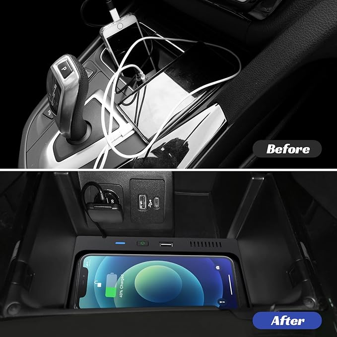 CreekT® Wireless Car Charger for Ford Explorer Center Console Accessories 2024 2023 2022 2021 2020, with USB Ports Compatible Wireless Charging Pad fit for Explorer 2020-2024