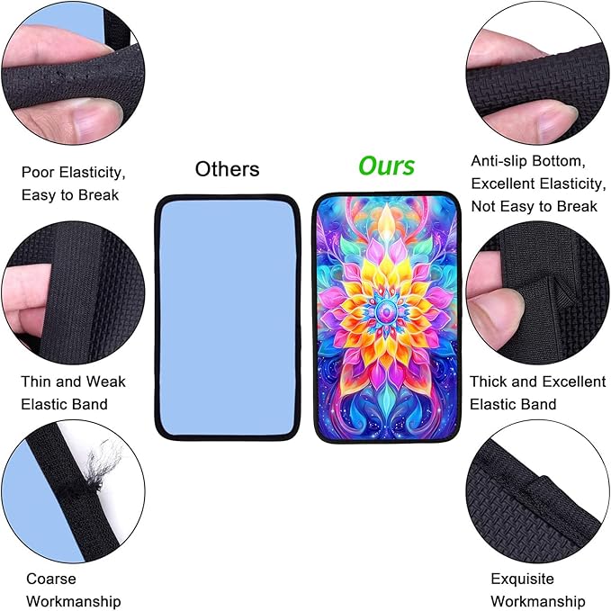 JANENFNA Car Armrest Cover Pads Universal Fashion Cute Auto Center Console Armrest Cover Pad with 2PCS Car Coasters Soft Waterproof Car Armrest Seat Protector for Women,Colorful Flower
