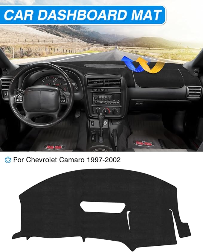 CARTIST Dash Cover Compatible with Chevy Chevrolet Camaro 1997 1998 1999 2000 2001 2002 Accessories Dashboard Cover Mat Non-Slip Carpet Sunshield Glare UV Rays Protector