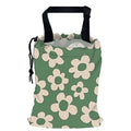 Green Groovy Flowers Car Garbage Bag,Small Car Trash Bag Hanging Back of Seat,Drawstring Car Trash Bag with Adjustable Buckle,Car Accessories for Camping Travelling