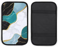 Auto Center Console Cover Non-Slip Car Armrest Cushion Cover Blue Turquoise Gray White Gold Black Marble Arm Rest Box Pad Auto Interior Accessories for Most Cars Vehicles