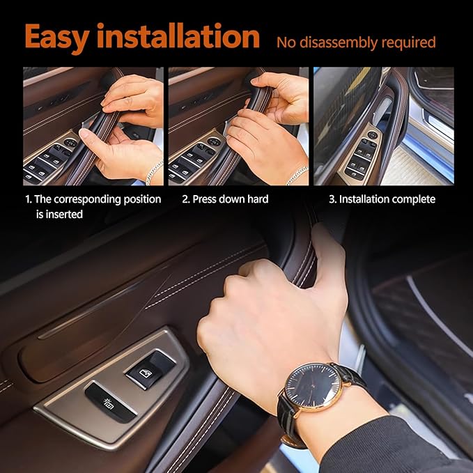 Yumfugu Pack-2 Automobile Side Handle Covers, ABS Door Pull Protectors, Car Armrest Pads, Compatible with BMW New 5 Series (Carbon Fiber Black)