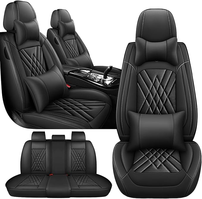 JGDL Car Seat Covers for Subaru Crosstrek 2016-2026, 5 Piece Set Nappa Leather Non-Slip Seat Protectors, Breathable Seat Cover Set. (Deluxe 5 Seats, Black)