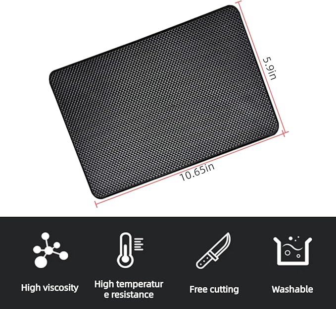 Car Dashboard Non Slip Mat,10.6"x 5.9" Universal Anti Slip Pad,Non-Slip Sticky Gripping Mat for Phones Sunglasses Radar Detector Electronic Devices and More Dashboard Accessories