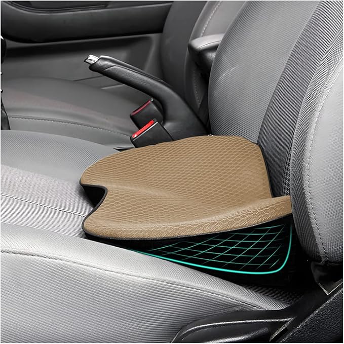 Car Seat Cushion, Memory Foam Auto Wedge Seat Pad, Comfort Low Back and Tailbone Sciatica Pain Relief Driving Pillow, Breathable Non Slip Orthopedic Support Pad, Universal for Men Women (Beige)