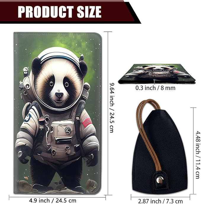 Car Registration and Insurance Holder, PU Leather Auto Document Holder for Men&Women, Vehicle Glove Box Compartment Organizer with Magnetic Shut for Driver's License, Astronaut Red Panda Pattern