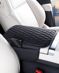 ESKONKE [Upgraded] Car Center Console Cover with 2 Storage Bags - Premium Nappa Leather Armrest Cover, Scratch & Wear Resistant, Waterproof Car Interior Accessories (Black)