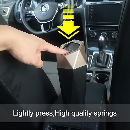 LoyaGour Car Trash Can Bin,Small Garbage Can with Lid,Automotive Cup Holder Mini Cars Trashcan,Portable Cute Cars Door Trash Cans,Women Car Dustbin (1Pcs, Gold)