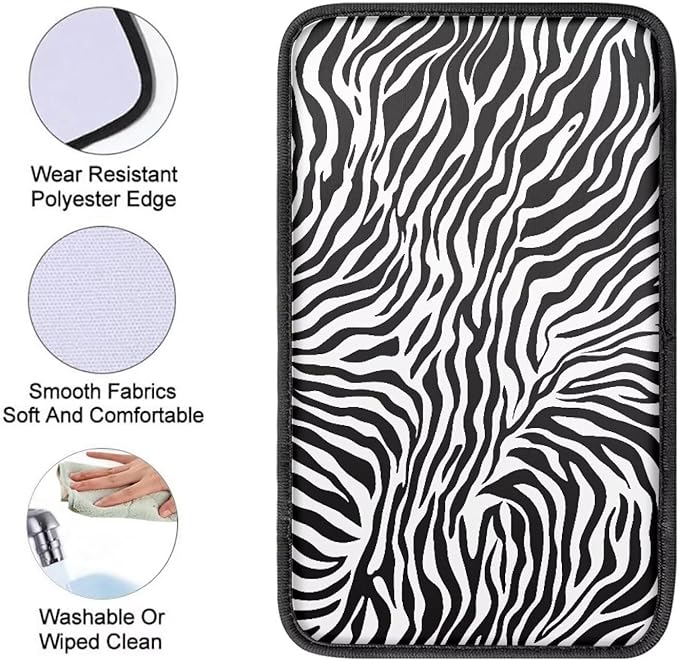 Mintutlipy Universal Car Center Console Cover Zebra Automotive Armrest Cushion Car Seat Storage Box Mat Wear Proof Durable