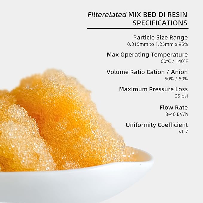 Filterelated Mixed Bed Deionized Di Resin Filter Fill, Suitable For Spotless Car Wash System Filter Change, Tds Filter, Aquarium Filter, Deionized Car Wash,5 Liters