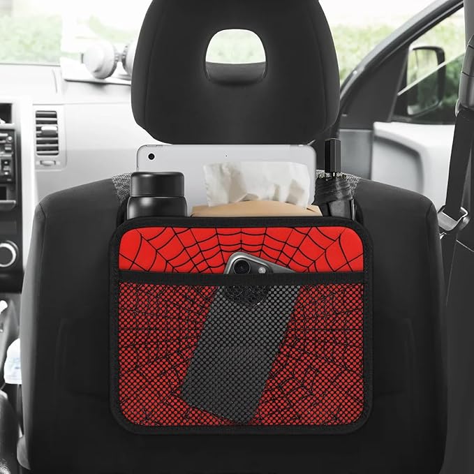 Car Backseat Organizer, PU Leather Back of Seat Cars Hanging Organizer with Pockets Leakproof Car Garbage Bag Hanging Cars Seat Storage Box Travel Accessories Foldable (Web)