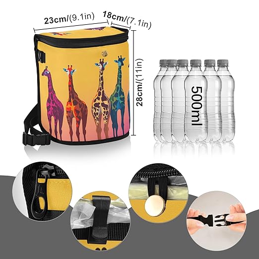 MNSRUU Car Trash Can with Lid, Funny Giraffe Car Trash Bag Hanging Organizers and Storage for Front Back Seat, Leak-Proof Trash Bin