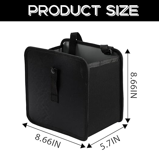 Hanging Car Trash Bag, Leakproof Car Trash Bin Hanging Collapsible Portable Garbage Bag Organizer, Large Capacity Storage Bag for Vehicle (Black)