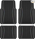 PIC AUTO Car Floor Mats, Black Aluminum-Molded with Full-Circle Iridescent Inlay Strip Car Mats, Universal-Fit Rubber Mats for Cars, Trucks & SUVs, All-Weather, Non-Slip, Easy-to-Clean Interior Mats
