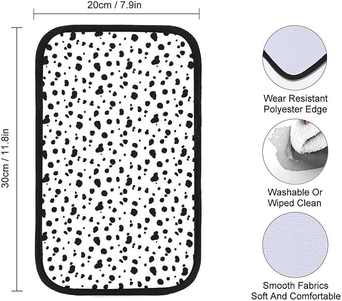 Black and White Dalmatian Print Car Center Console Cushion Pad,Waterproof Armrest Seat Box Cover Protector,Comfortable Car Decor Accessories Fit for Most Cars, Vehicles, SUVs