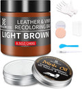 SHADAIWUYU 8.5oz Leather Recoloring Balm with 100ml Mink Oil,Light Brown Leather Repair kit for Furniture and Car Interior,Leather Couch Scratch Repair,Leather Dye Paint,Mink Oil for Leather