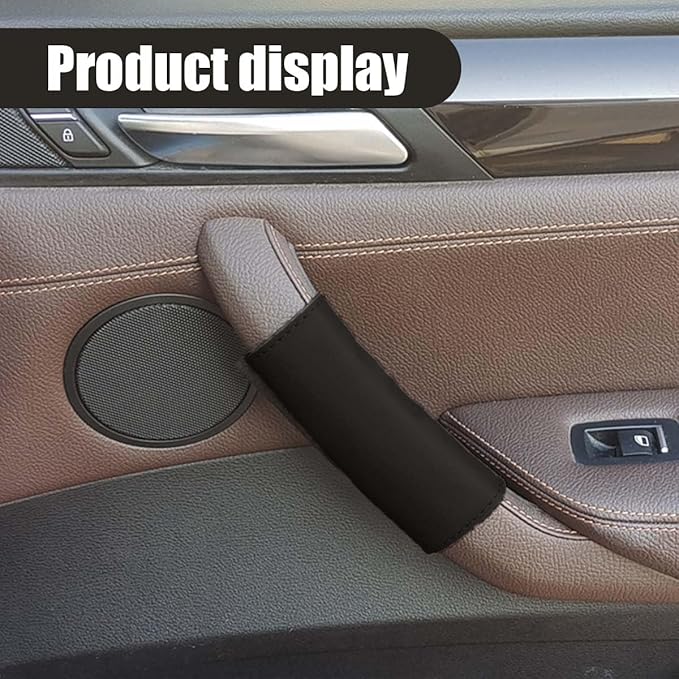 2PCS Car Grab Handle Cover, Anti-Scratch Auto Inner Front Rear Door Pull Handle Cover, PU Leather Door Grip Gloves Protector Auto Interior Decoration Accessories for Car, Truck, SUV (Coffee)
