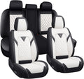 BYXN Car Seat Covers for Jeep Wrangler 2000-2026,Breathable Nappa Leather Car Seat Protector,Full Seat Cover Automotive Seat Cushion with Airbag Compatible(5 Seats,Black-White)