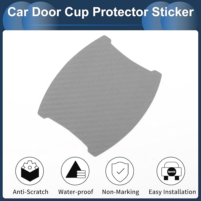 3D Car Door Handle Scratch Protector, 84x94mm Removable Magnetic Car Door Handle Protective Film Grey, 4 Pcs