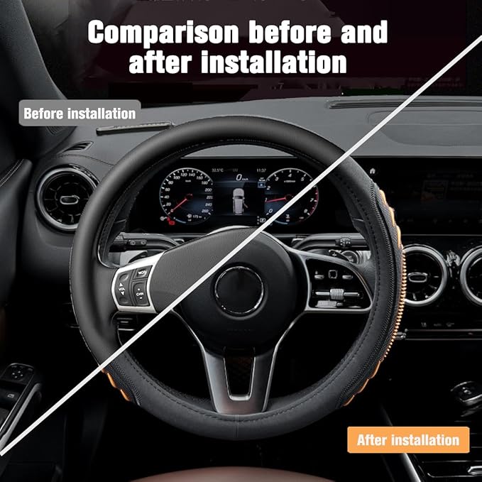 HZEL Car Steering Wheel Cover, 14.5-15" Breathable Vehicle Steering Wheel Protector with Anti-Slip Lining, Comfortable Auto Interior Decoration Accessories, Universal for Truck SUV Sedan (Coffee)