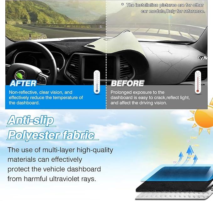 CARTIST Dash Cover for 2009 2010-2018 Dodge Ram 1500 2500 3500 Accessories Dashboard Cover Mat Ram Non-Slip Carpet Sunshield Glare UV Rays Protector (Without Hud)