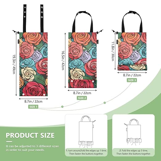 ALAZA Hanging Car Trash Bags Garbage Bag Trash Can for Back Seat Small Roses Abstract Washable Storage Bag Retractable 2 Pack