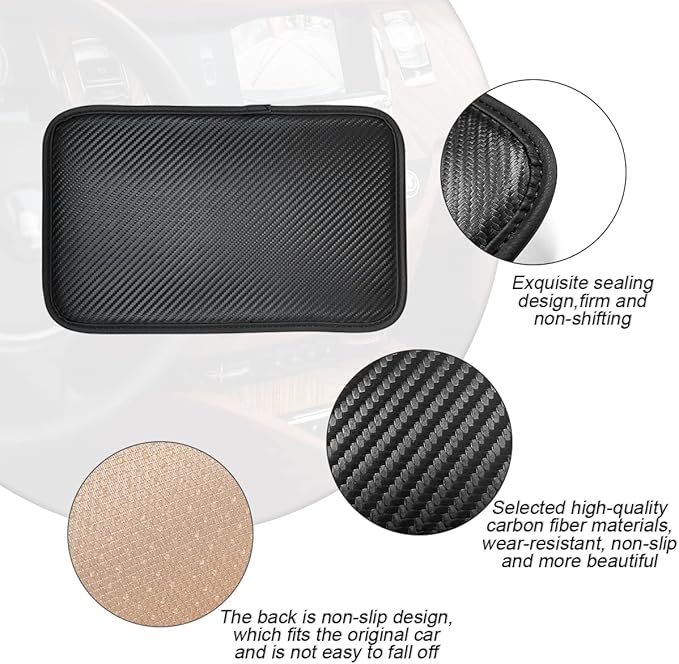 Auto Leather Center Console Cushion Pad, Waterproof Car Armrest Seat Box Cover with 4PCS Car Coasters for Cup Holder, Interior Protection Accessories for Most Cars, Vehicles, SUVs